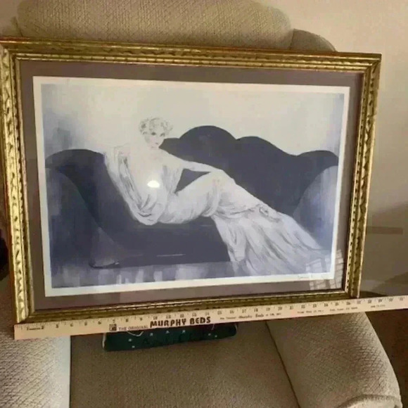 Le Sofa" by French Artist Louis Icart: Dry Point Etching - Signed - Picture 2 of 8